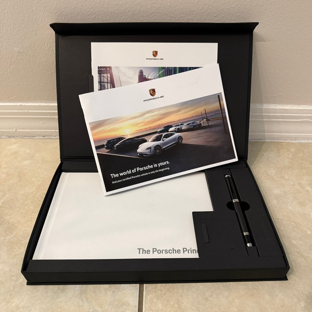 Porsche Welcome Kit Black Carbon Fiber Pen Book Presentation Box Set